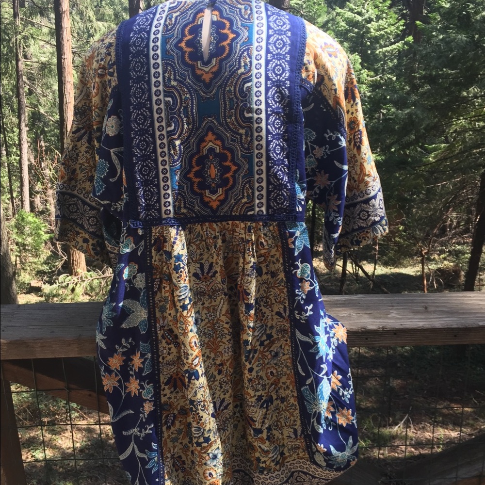 Coldwater Creek  babydoll  tunic dress cornflower blue floral flowy - Picture 9 of 9